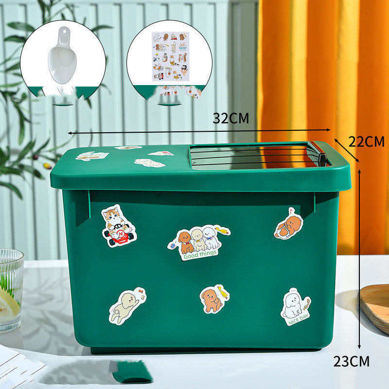 KFX-7705149 Pet Food Storage Bucket - 13L, Cardamom Green & Ocean Blue Options with Stickers