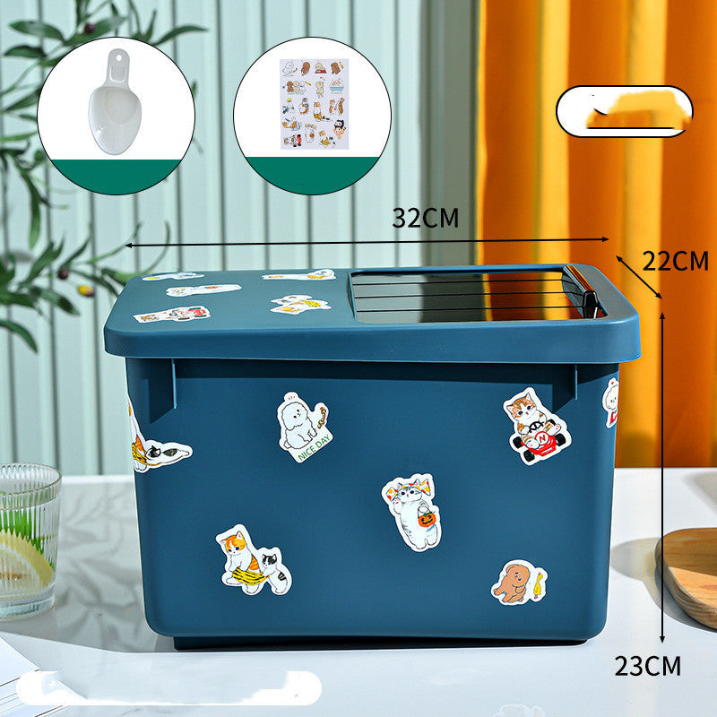 KFX-7705149 Pet Food Storage Bucket - 13L, Cardamom Green & Ocean Blue Options with Stickers