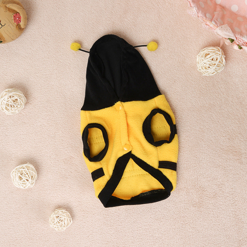 KFX-7705661 Fleece Transformation Teddy Dog Clothes in Yellow Bee - Size 6 to 18
