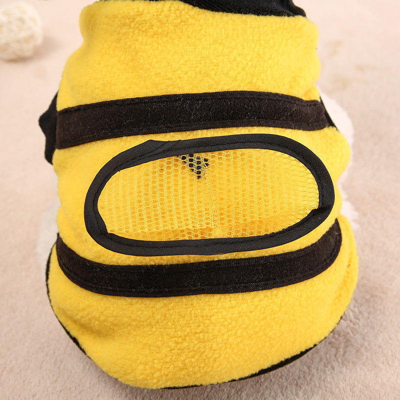 KFX-7705661 Fleece Transformation Teddy Dog Clothes in Yellow Bee - Size 6 to 18