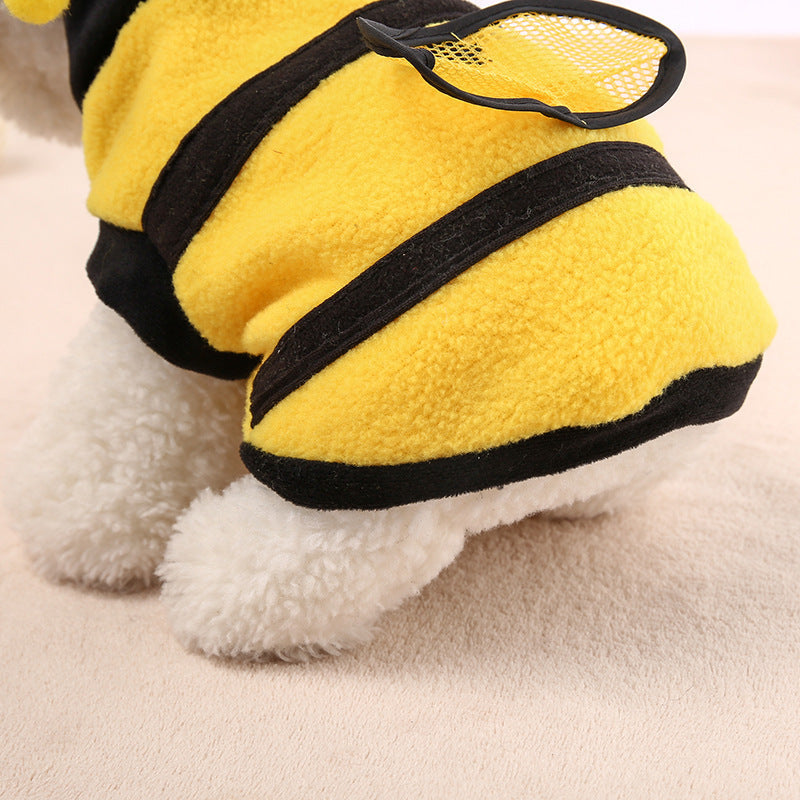 KFX-7705661 Fleece Transformation Teddy Dog Clothes in Yellow Bee - Size 6 to 18