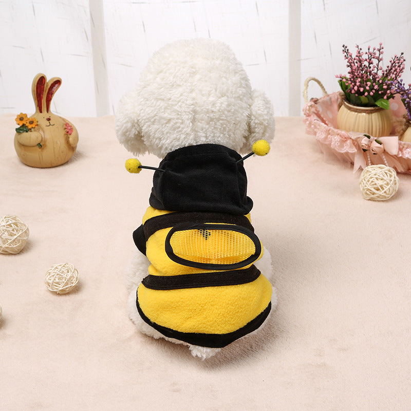 KFX-7705661 Fleece Transformation Teddy Dog Clothes in Yellow Bee - Size 6 to 18