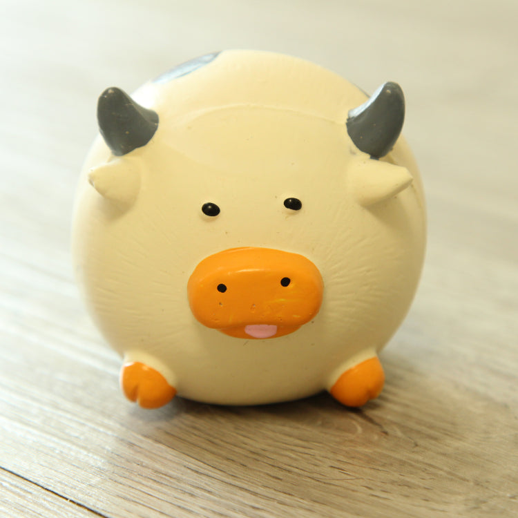 KFX-7706301 Natural Latex Dog Toy - Sound Resistant for Teeth Grinding, Cow, Chick & Pig Designs, 7.5cm Diameter, 9.5cm Height