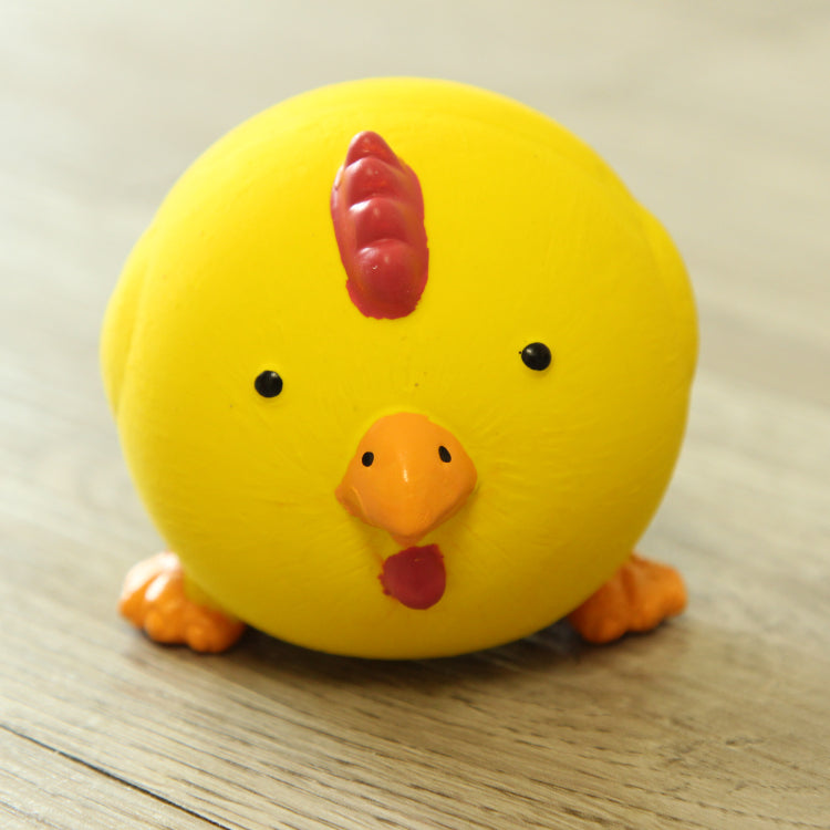 KFX-7706301 Natural Latex Dog Toy - Sound Resistant for Teeth Grinding, Cow, Chick & Pig Designs, 7.5cm Diameter, 9.5cm Height
