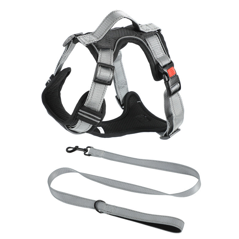 KFX-7710525 Adjustable Dog Chest Strap with Hand-Holding Rope in Multiple Colors