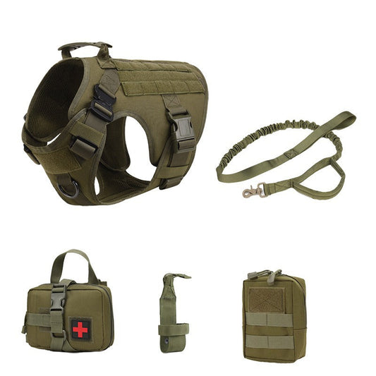 KFX-7711037 Five-Piece Camouflage Dog Harness Set for Training, Available in Multiple Colors and Sizes