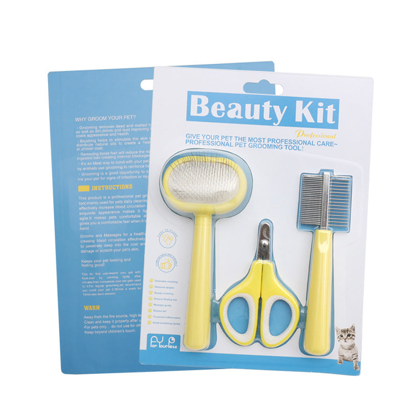 KFX-7712829 Fluffy Nail Scissors Comb for Cats and Dogs – Set of 3 Plastic Combs