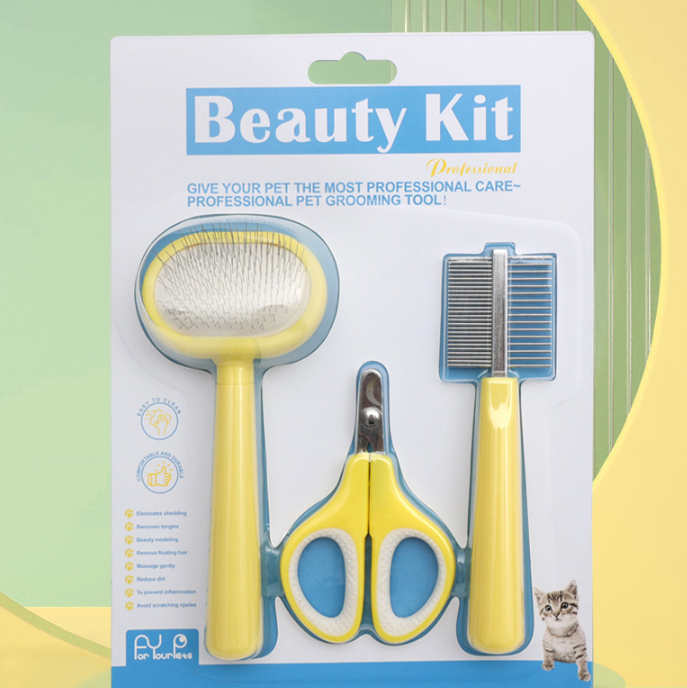 KFX-7712829 Fluffy Nail Scissors Comb for Cats and Dogs – Set of 3 Plastic Combs