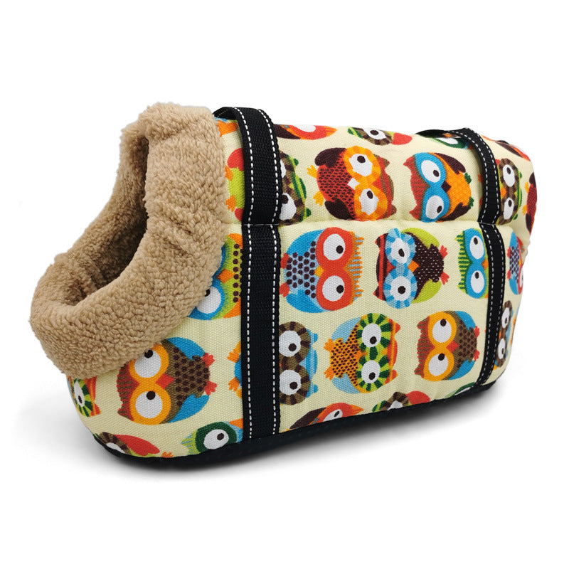 KFX-7713469 Breathable Mesh Pet Backpack for Cats and Dogs - Canvas Messenger Shoulder Bag with Stripes, Available in Sizes S and L
