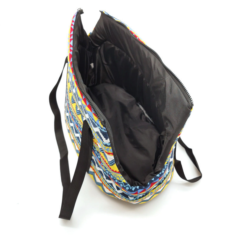 KFX-7713469 Breathable Mesh Pet Backpack for Cats and Dogs - Canvas Messenger Shoulder Bag with Stripes, Available in Sizes S and L