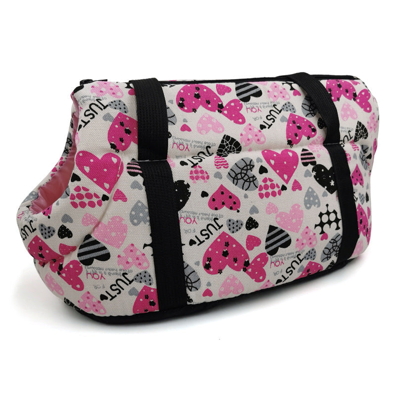 KFX-7713469 Breathable Mesh Pet Backpack for Cats and Dogs - Canvas Messenger Shoulder Bag with Stripes, Available in Sizes S and L