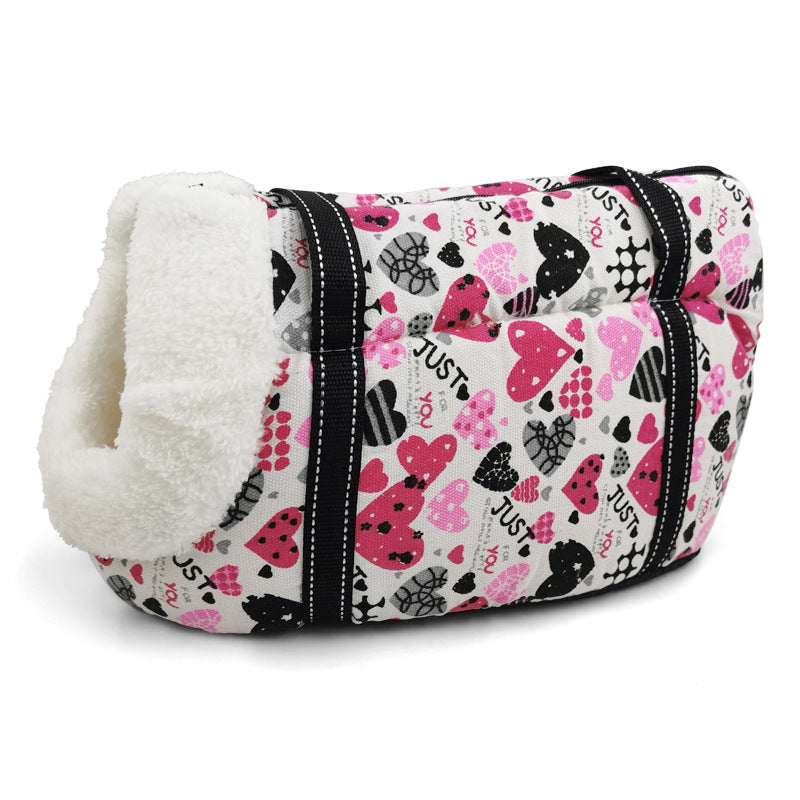 KFX-7713469 Breathable Mesh Pet Backpack for Cats and Dogs - Canvas Messenger Shoulder Bag with Stripes, Available in Sizes S and L