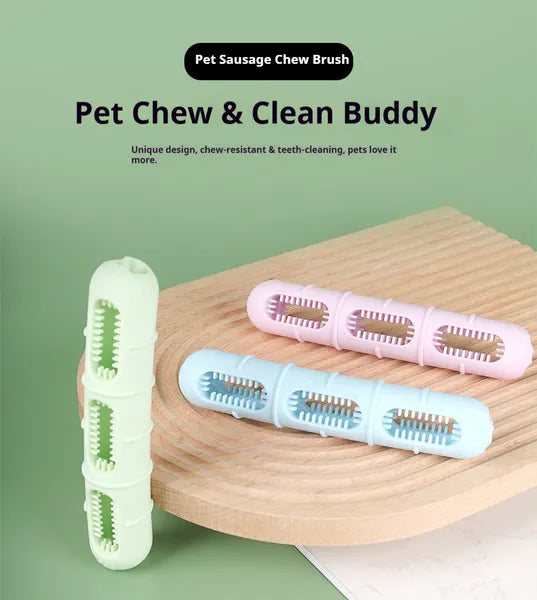 KFX-7716669 Dog Chew Toy for Dental Health - Pet Sausage Chew Brush and Cleaning Buddy
