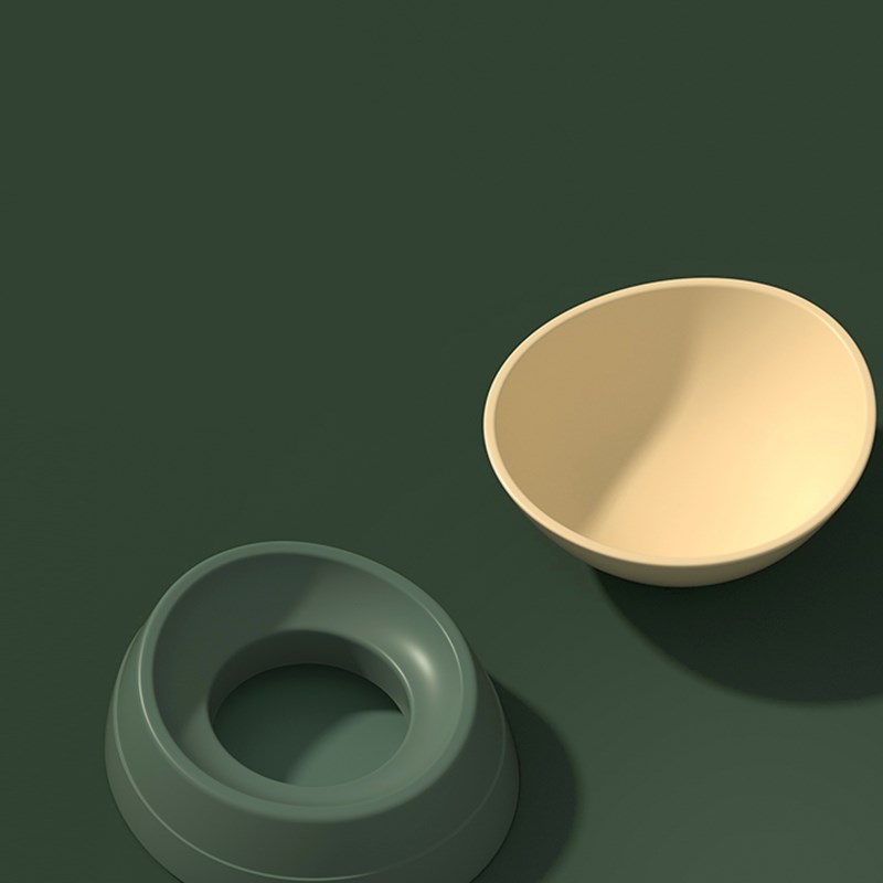 KFX-7717181 Anti-Overturning Double Bowl for Cats and Dogs - Eco-Friendly Resin and Rubber, Universal Size 160x170x130mm
