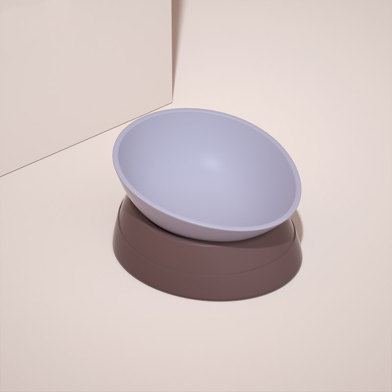 KFX-7717181 Anti-Overturning Double Bowl for Cats and Dogs - Eco-Friendly Resin and Rubber, Universal Size 160x170x130mm