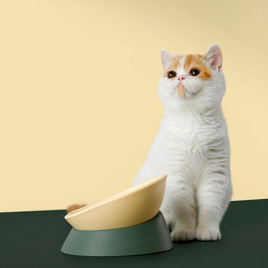 KFX-7717181 Anti-Overturning Double Bowl for Cats and Dogs - Eco-Friendly Resin and Rubber, Universal Size 160x170x130mm