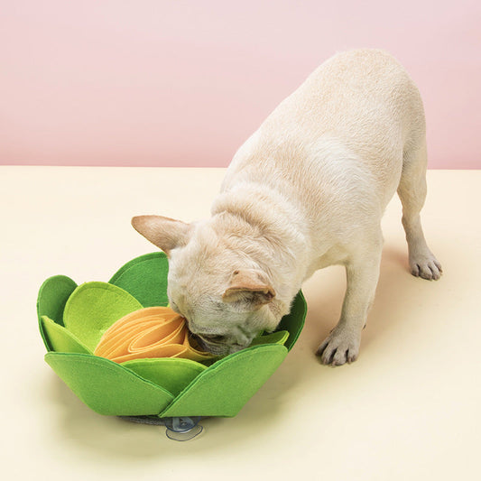 KFX-7718845 Pet Flower Sniffing Bowl for Slow Feeding and Enrichment Activities, Felt Cloth Material, 32x32x10CM