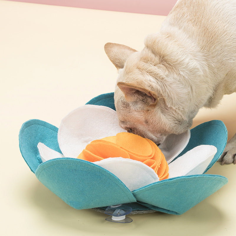 KFX-7718845 Pet Flower Sniffing Bowl for Slow Feeding and Enrichment Activities, Felt Cloth Material, 32x32x10CM
