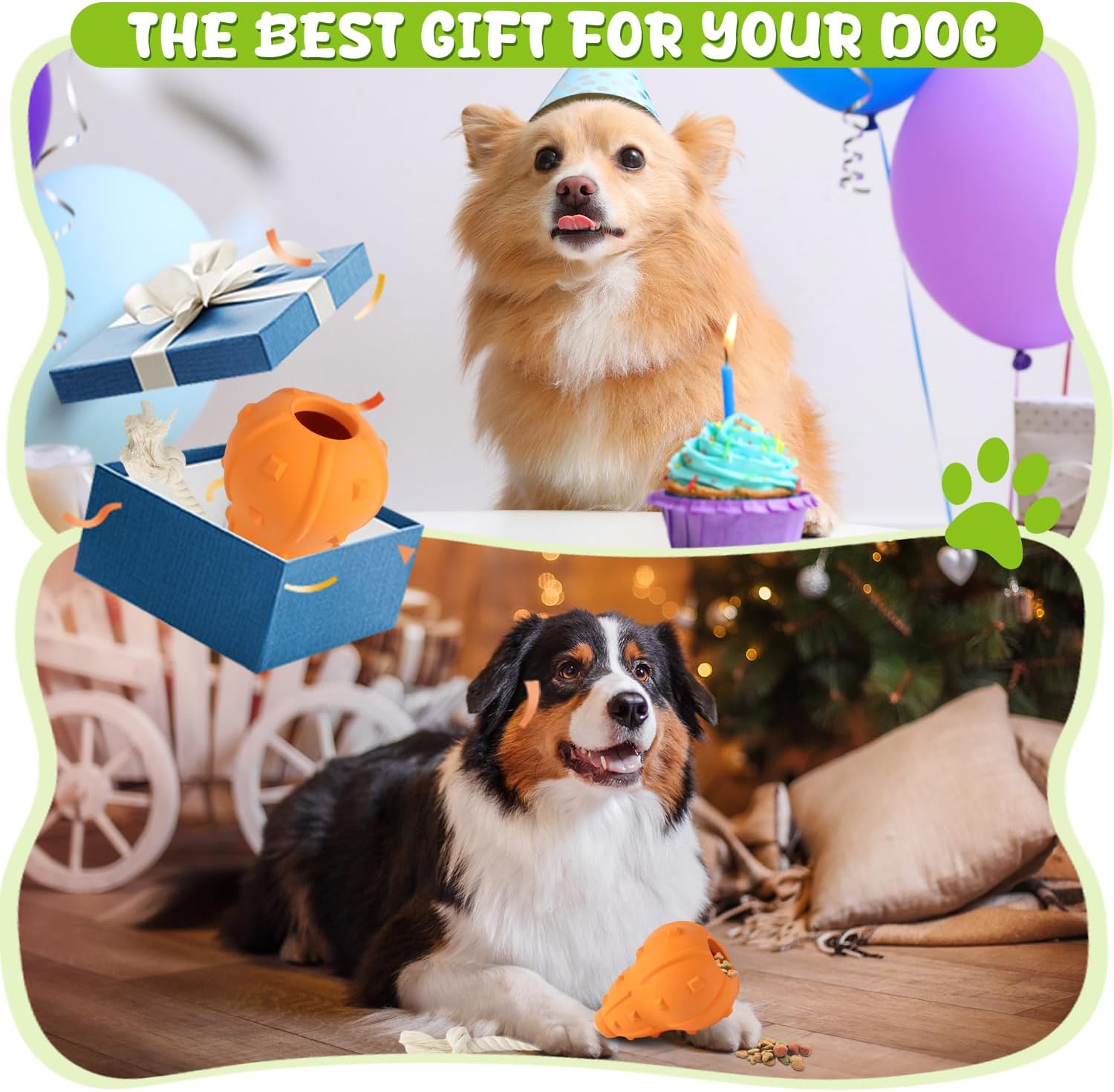 KFX-7720253 Durable Interactive Dog Toy for Fetch and Chewing, Treat-Dispensing Natural Rubber Toy for Small to Medium Breeds