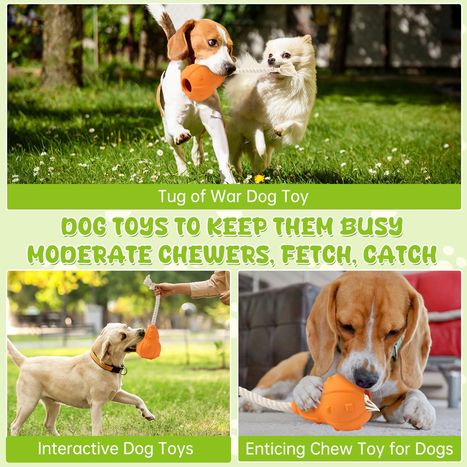 KFX-7720253 Durable Interactive Dog Toy for Fetch and Chewing, Treat-Dispensing Natural Rubber Toy for Small to Medium Breeds