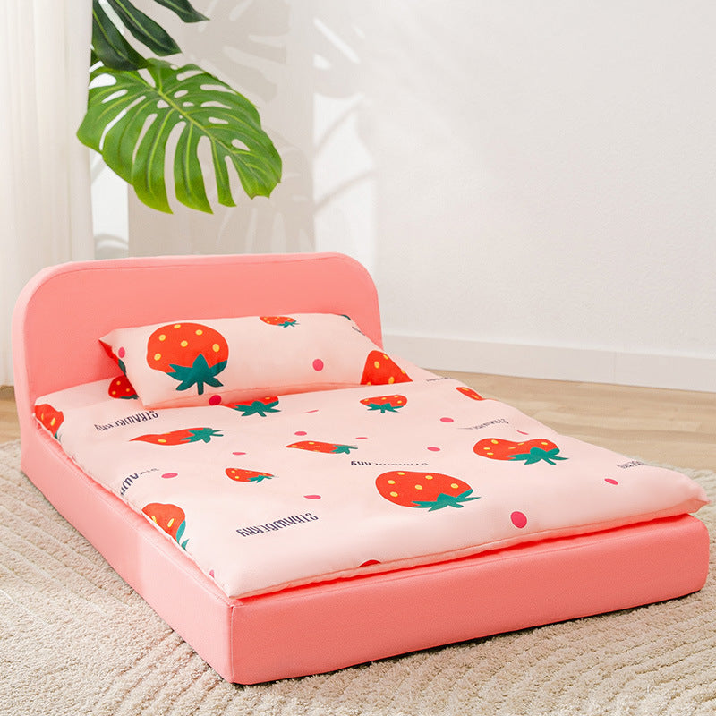 KFX-7721405 Comfortable Removable Sponge Pet Bed for Dogs and Cats - Sizes S, M, L with Soft Peach Skin Fabric