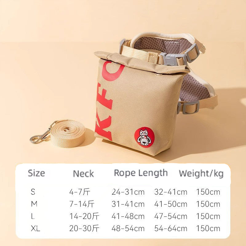 KFX-7722429 Cartoon Hamburger Design Adjustable Vest & Leash Set for Cats and Dogs with Backpack