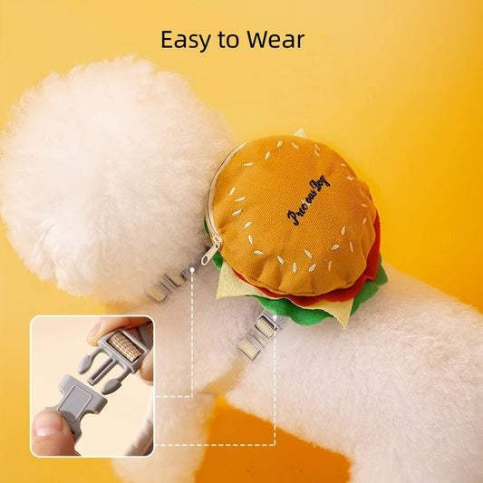 KFX-7722429 Cartoon Hamburger Design Adjustable Vest & Leash Set for Cats and Dogs with Backpack