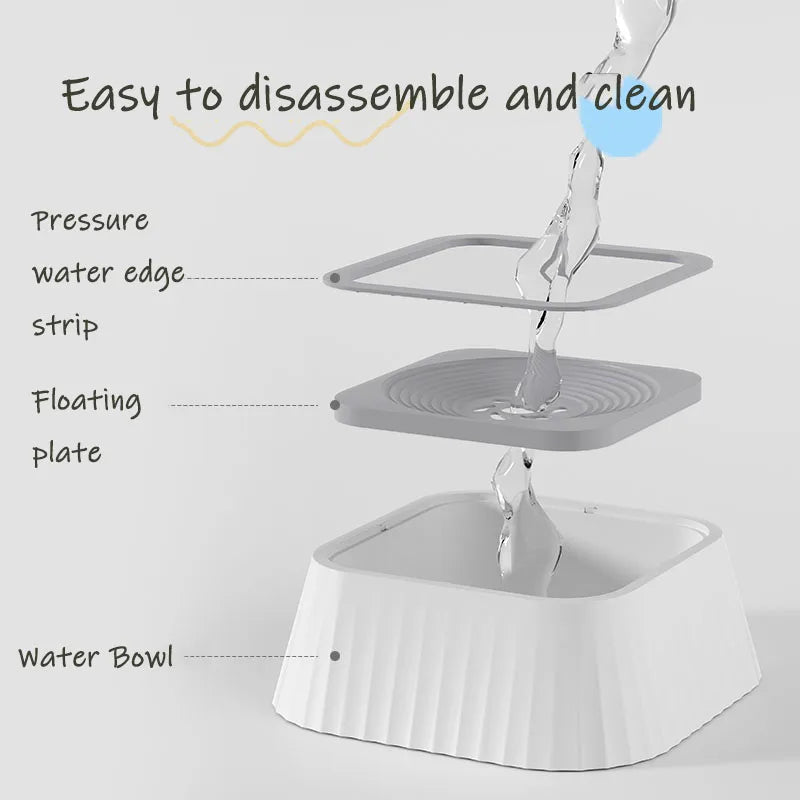 KFX-7722941 Floating Pet Water Bowl with Anti-Tip Design and Large Capacity for Dogs and Cats