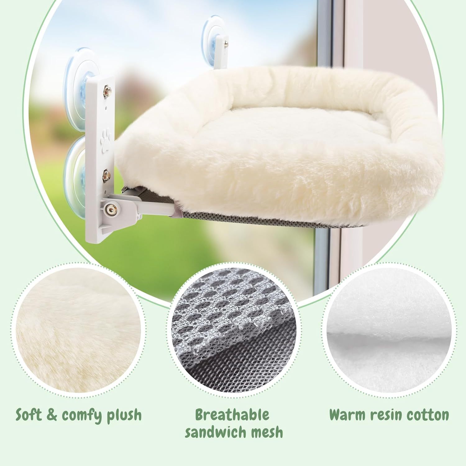 KFX-7726781 Cat Nest with Sun Glass Hanging Sucker - Three Sizes Available in White and Gray