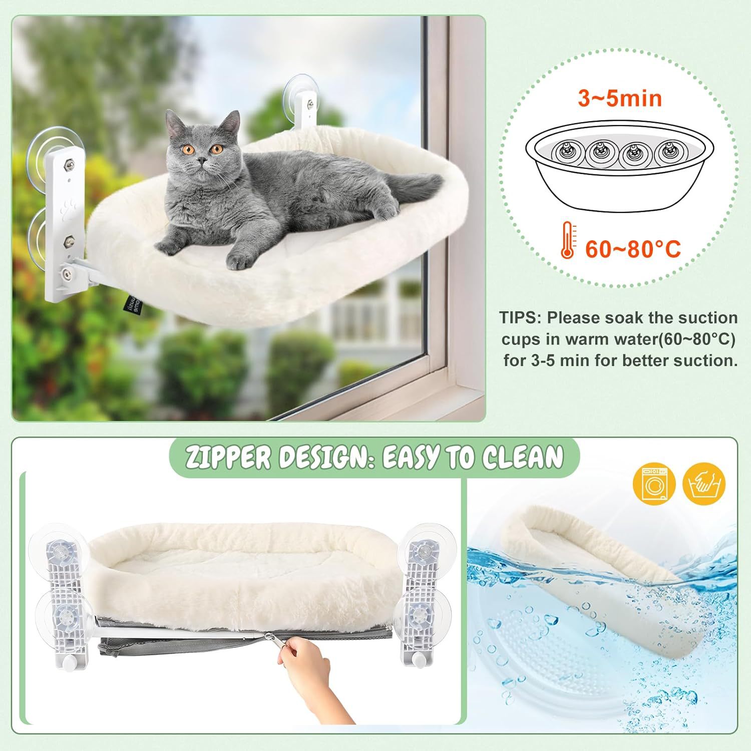 KFX-7726781 Cat Nest with Sun Glass Hanging Sucker - Three Sizes Available in White and Gray