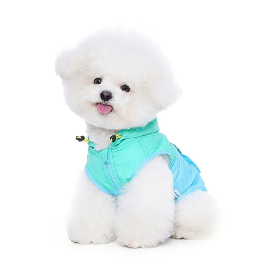 KFX-7727293 Dog Traction Vest for Small Breeds - Sun Protection Clothing for Bichon and Schnauzer in Blue Green, 100% Nylon