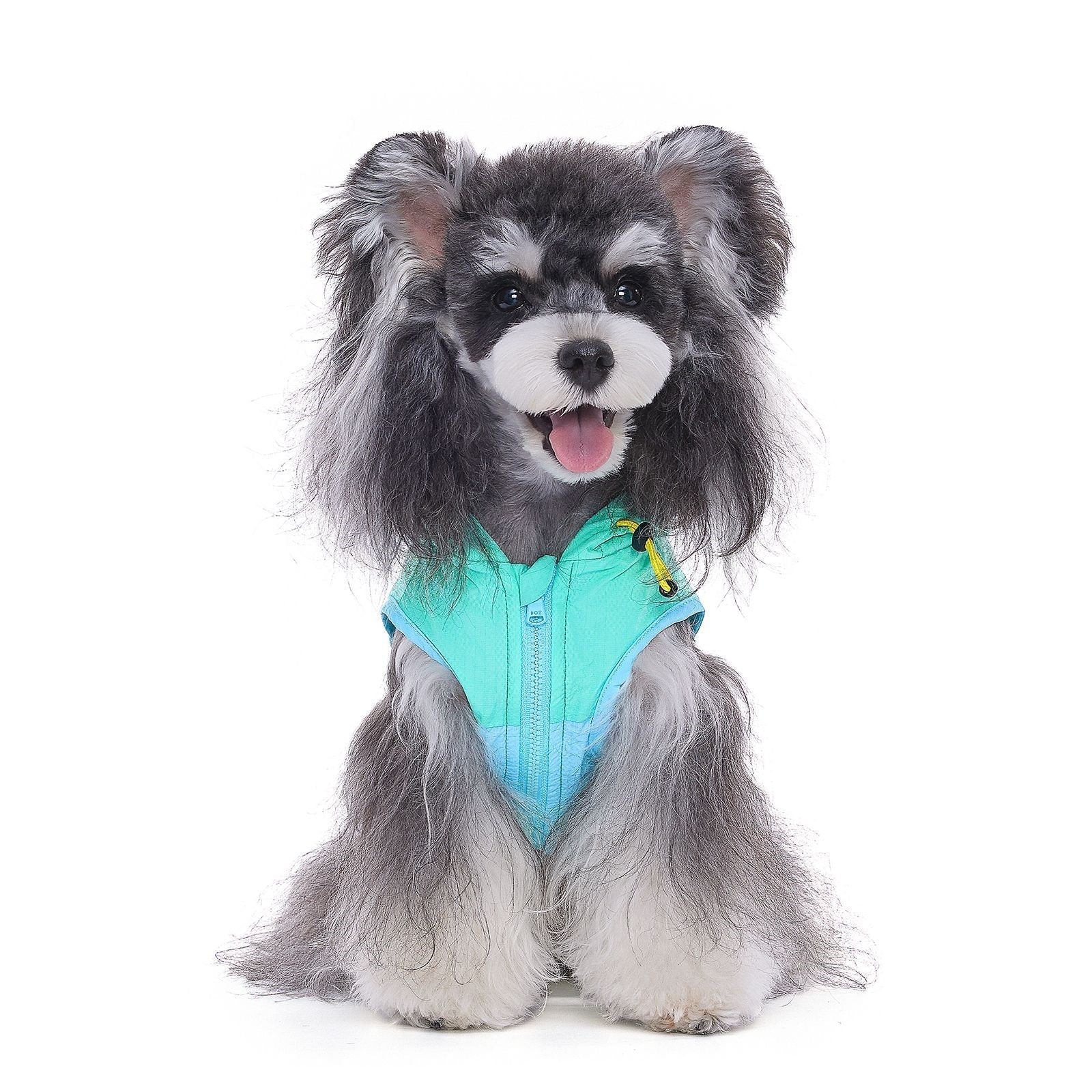 KFX-7727293 Dog Traction Vest for Small Breeds - Sun Protection Clothing for Bichon and Schnauzer in Blue Green, 100% Nylon