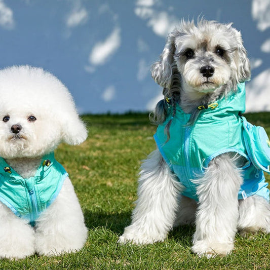 KFX-7727293 Dog Traction Vest for Small Breeds - Sun Protection Clothing for Bichon and Schnauzer in Blue Green, 100% Nylon