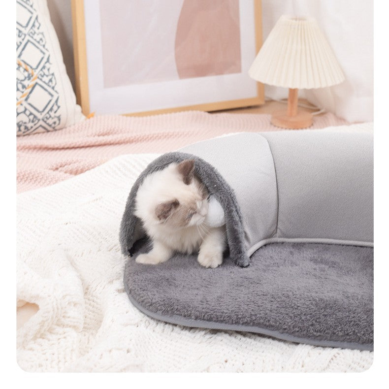 KFX-7727805 Cozy Plush Cat Tunnel - Autumn & Winter Cat Nest in Two Sizes
