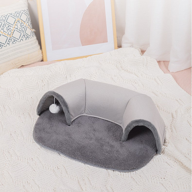 KFX-7727805 Cozy Plush Cat Tunnel - Autumn & Winter Cat Nest in Two Sizes