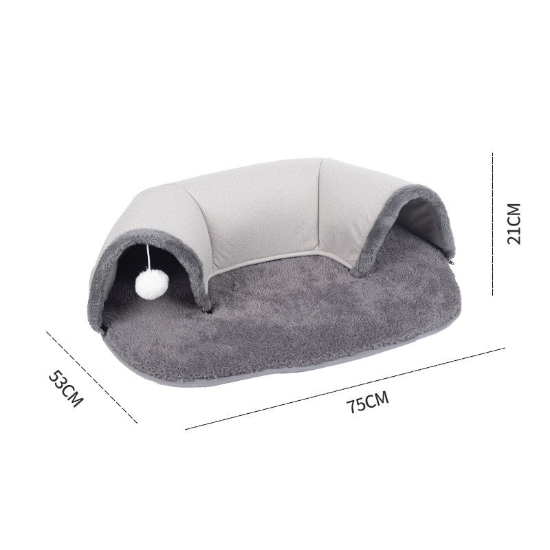 KFX-7727805 Cozy Plush Cat Tunnel - Autumn & Winter Cat Nest in Two Sizes