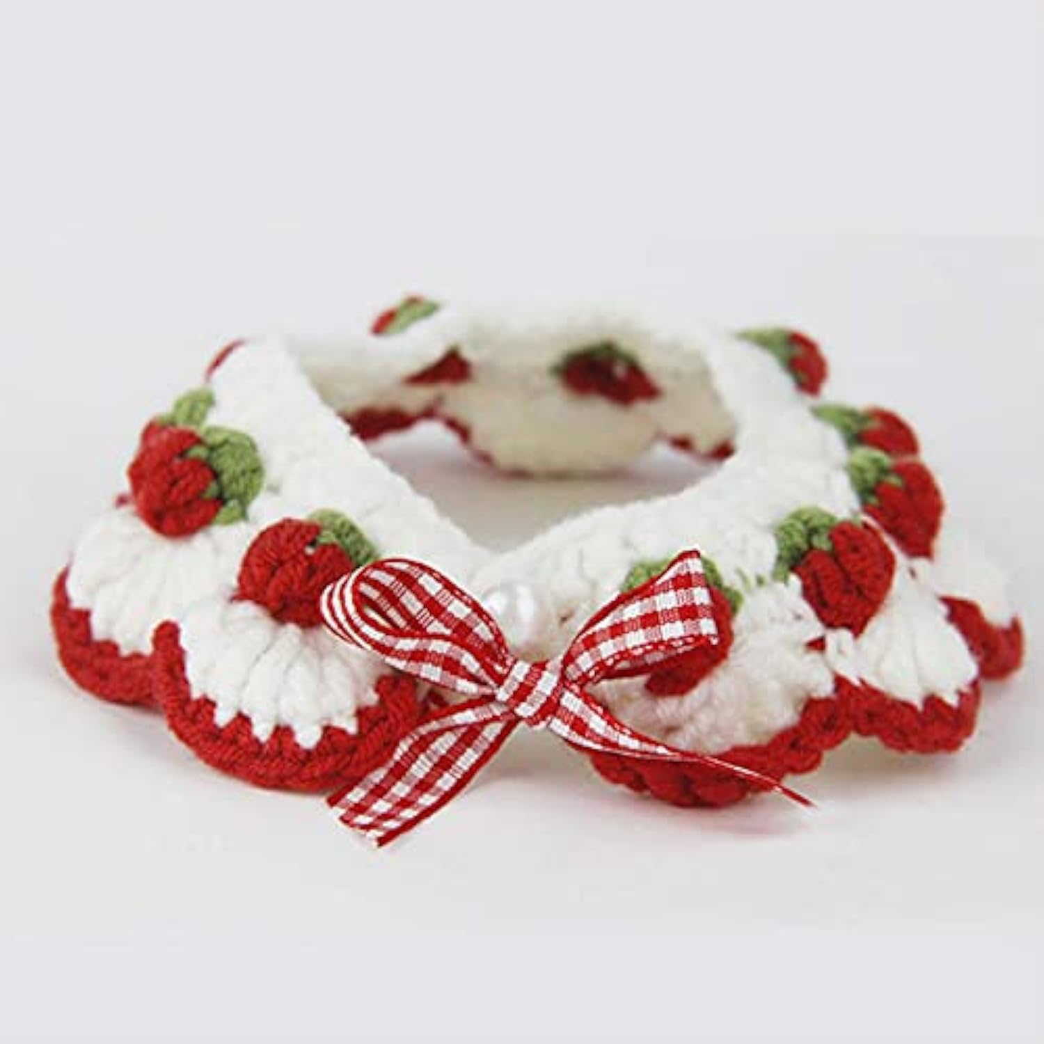 KFX-7729981 Strawberry Pattern Cat Collar with Breakaway Buckle and Bow Tie for Kittens and Small Dogs