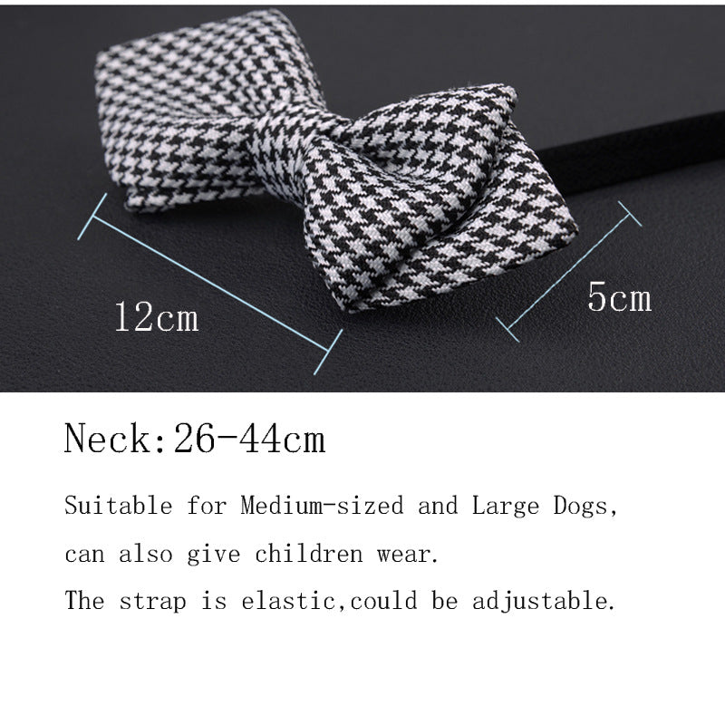 KFX-7730749 Elegant Adjustable Dog and Cat Bow Tie in Classic British Design - 12x5cm, Fits 25-48cm Neck