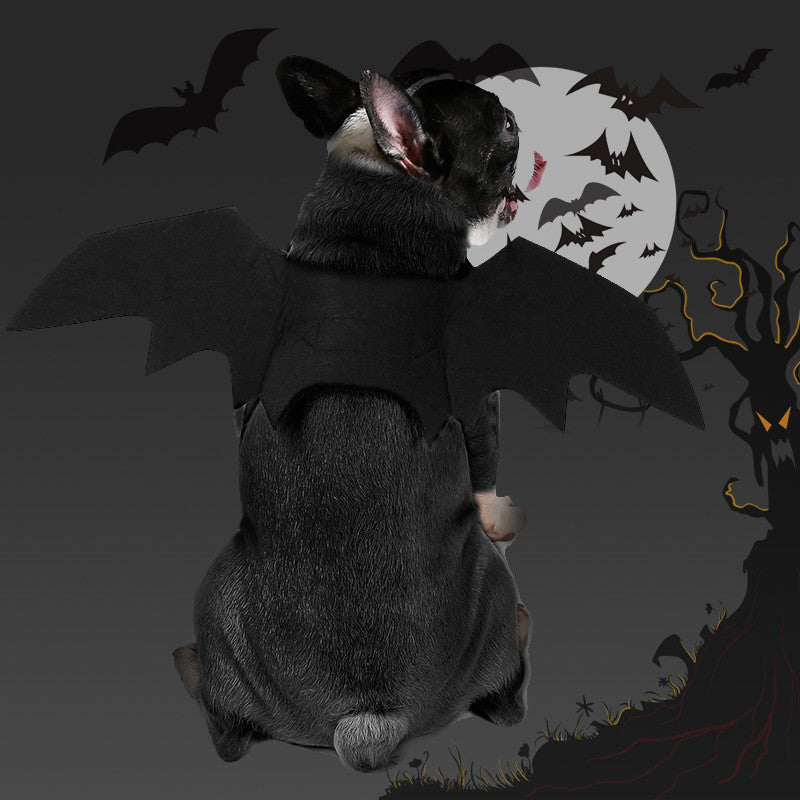 KFX-7732669 Cool Black Felt Dog Bat Wings Costume Accessory with Adjustable Velcro Straps