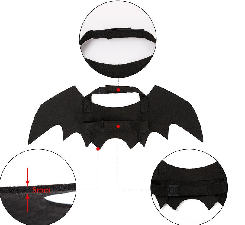KFX-7732669 Cool Black Felt Dog Bat Wings Costume Accessory with Adjustable Velcro Straps