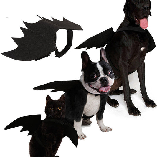 KFX-7732669 Cool Black Felt Dog Bat Wings Costume Accessory with Adjustable Velcro Straps