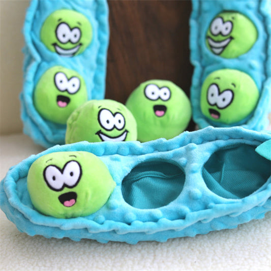 KFX-7733309 Plush Detachable Blue Pea-Shaped Dog Food Toy for Interactive Play