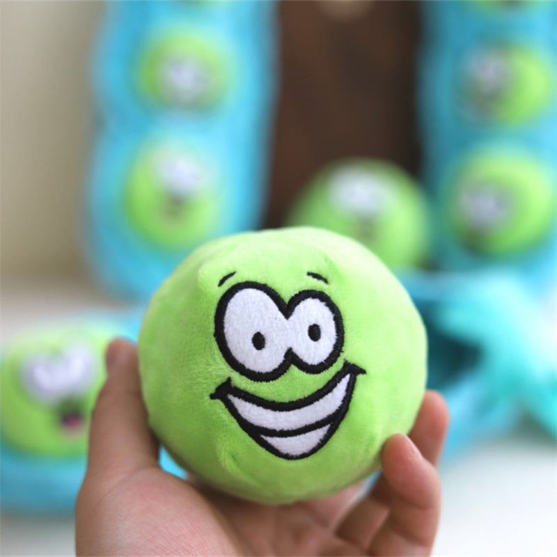 KFX-7733309 Plush Detachable Blue Pea-Shaped Dog Food Toy for Interactive Play