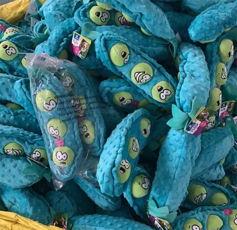 KFX-7733309 Plush Detachable Blue Pea-Shaped Dog Food Toy for Interactive Play