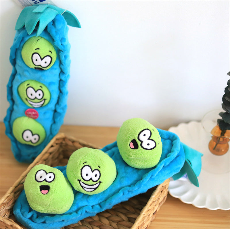 KFX-7733309 Plush Detachable Blue Pea-Shaped Dog Food Toy for Interactive Play