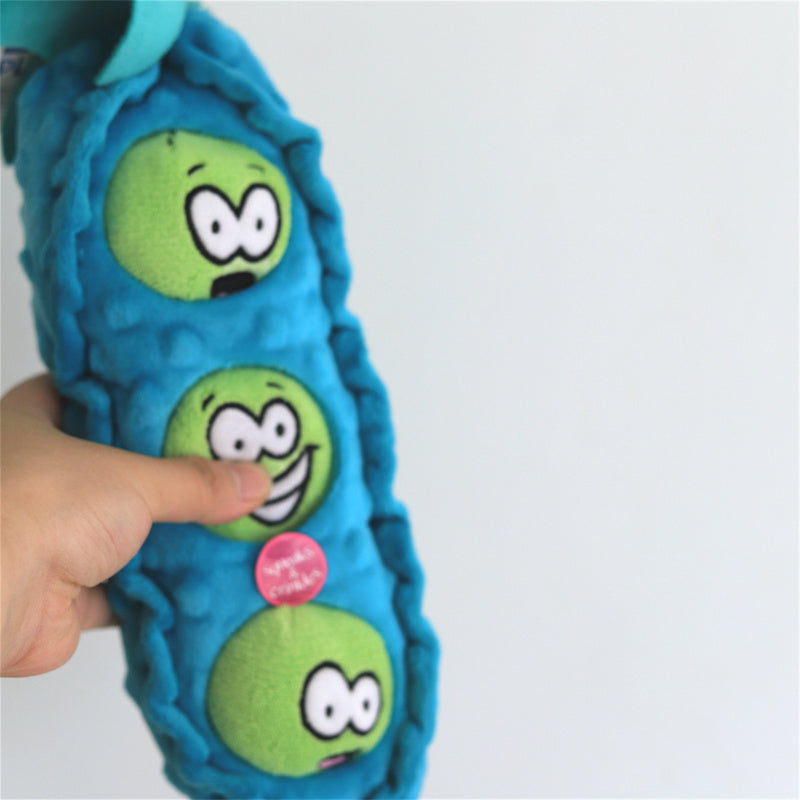 KFX-7733309 Plush Detachable Blue Pea-Shaped Dog Food Toy for Interactive Play