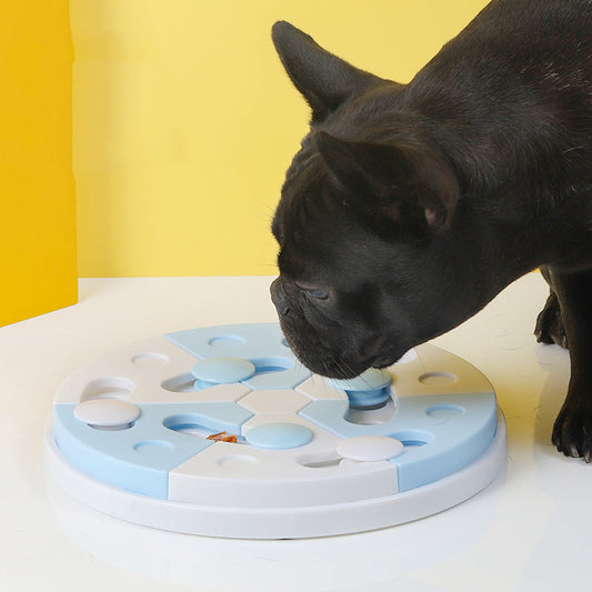 KFX-7734461 Interactive Blue and White Jigsaw Puzzle Feeding Tray for Dogs