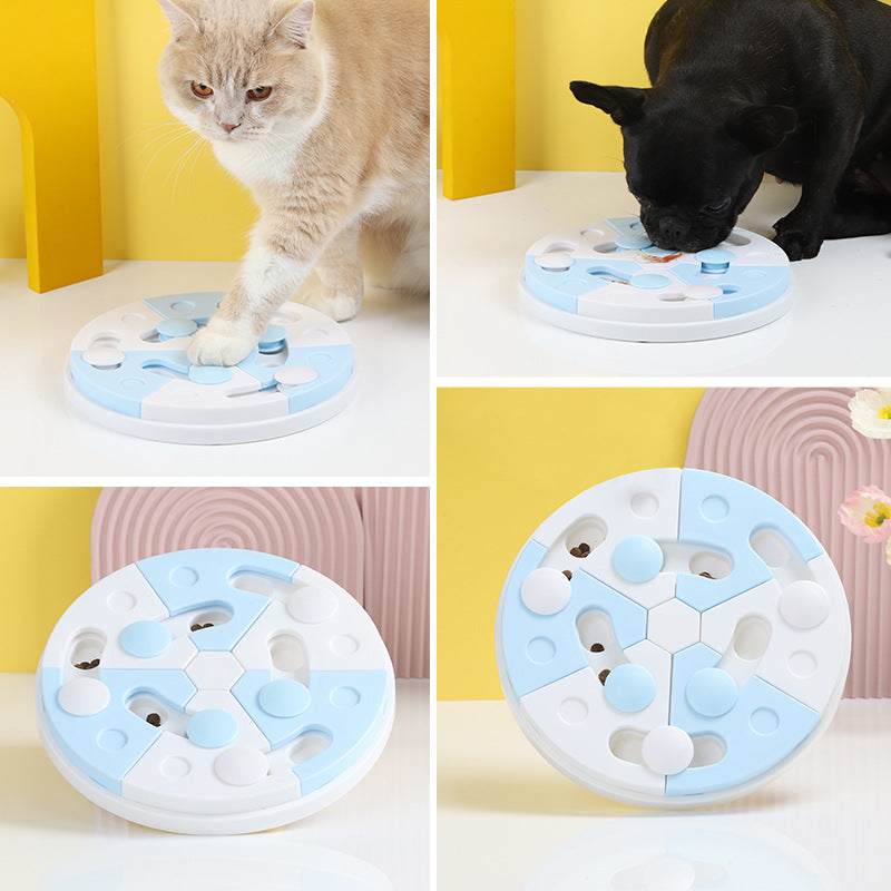 KFX-7734461 Interactive Blue and White Jigsaw Puzzle Feeding Tray for Dogs