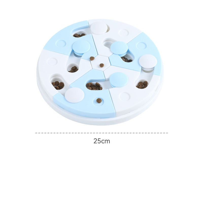 KFX-7734461 Interactive Blue and White Jigsaw Puzzle Feeding Tray for Dogs