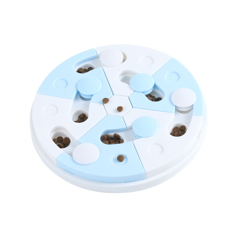 KFX-7734461 Interactive Blue and White Jigsaw Puzzle Feeding Tray for Dogs